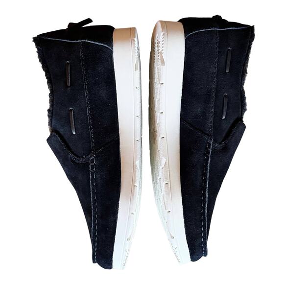 SPERRY Moc-Sider Black Suede Moccasin Faux Fur Lining Men Loafers Comfort 12 NWT - Picture 13 of 15